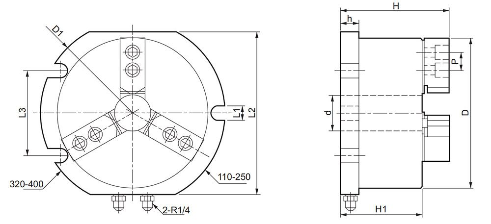 YK3-L Vertical Through Hole Hydraulic Chuck