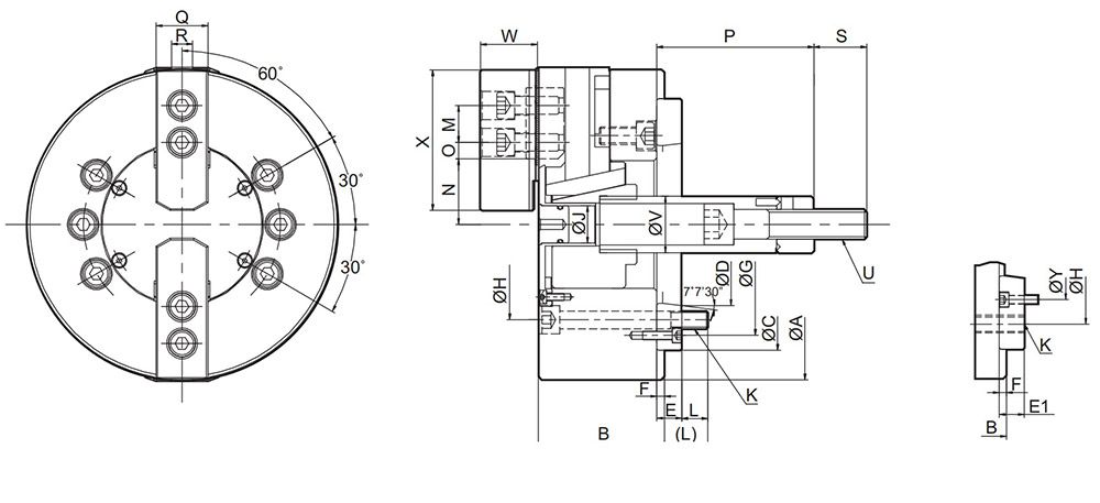 YS2-2 Jaw Solid Hydraulic Chuck