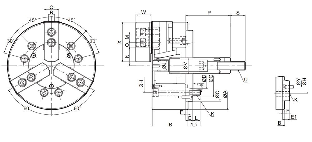 YS3-3 Jaw Solid Hydraulic Chuck